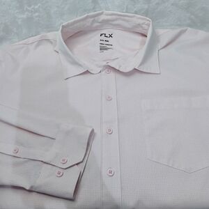 FLX Light Pink Long Sleeve Mens XXL Slim Fit Button Shirt‎ 2XL Stretch O